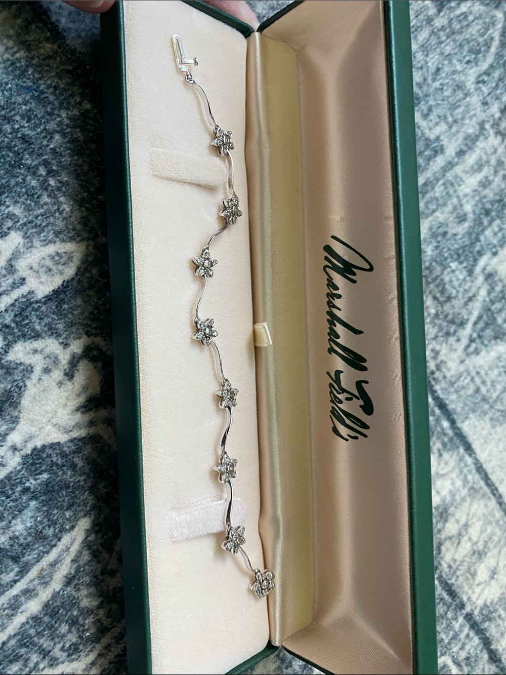 Marshall Field's Silver Floral Bracelet - White/Silver